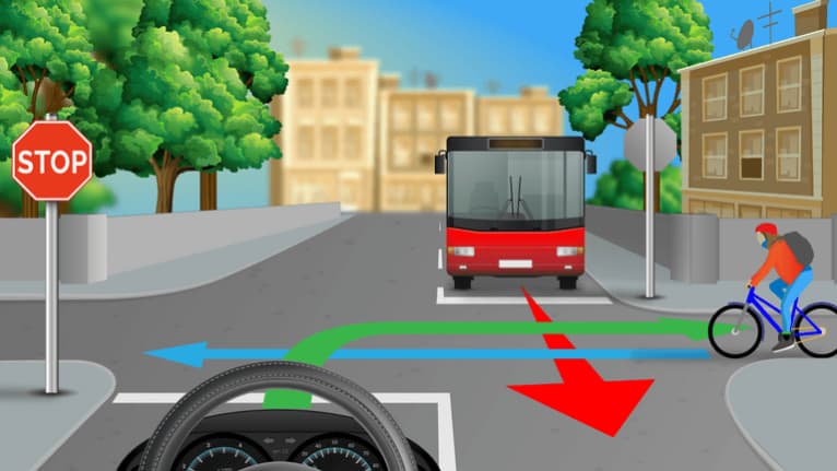 The driver should allow the yellow car to proceed.