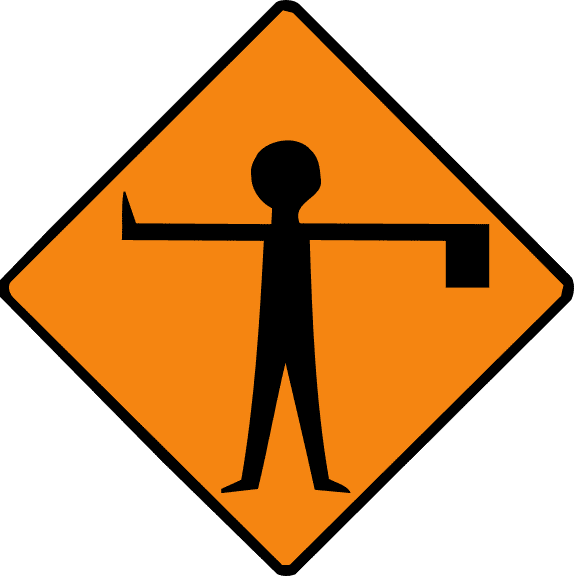 Flagman ahead.
