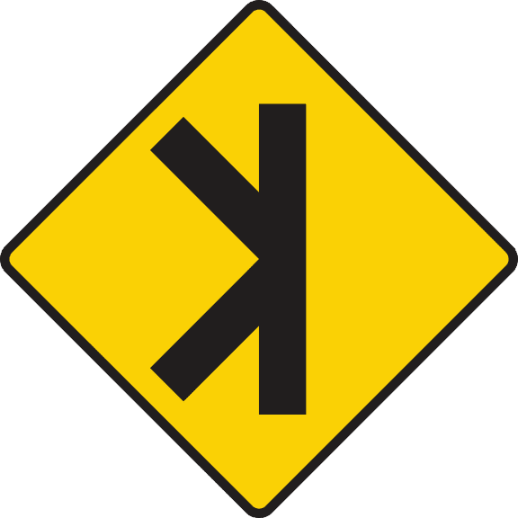 Traffic merging/diverging ahead.