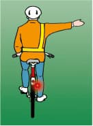 The cyclist intends to move out or turn right.