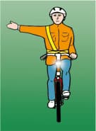 The cyclist intends to turn right.