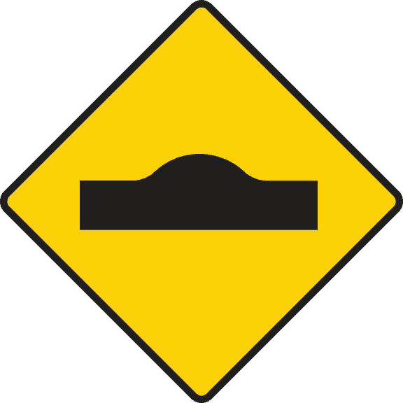 Sharp rise in the road ahead - for example, a humpback bridge.