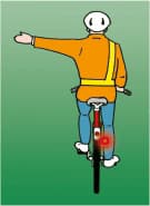 The cyclist intends to turn left.
