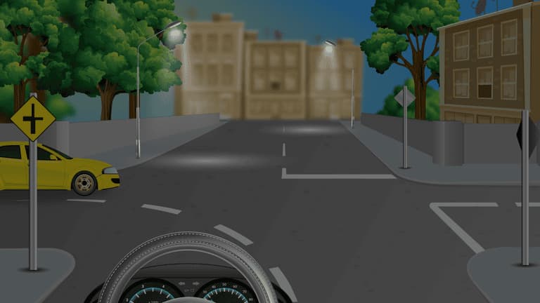 It may be difficult to make out poorly lit vehicles in the dark areas.