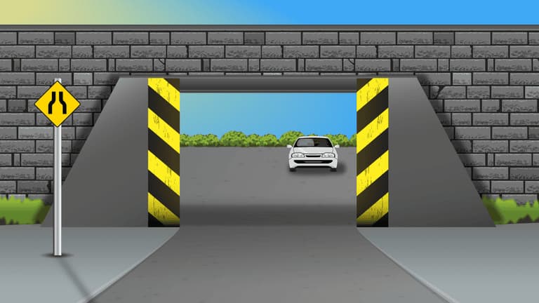 Reduce speed and stop if necessary.