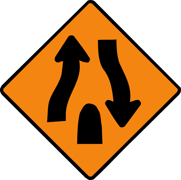 End of central reserve or obstruction.