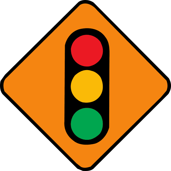 Temporary traffic signals ahead.