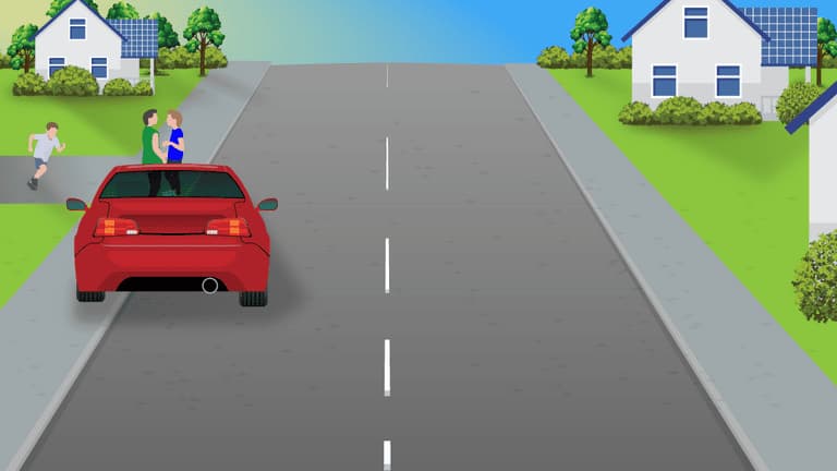 Reduce speed and be prepared to stop as other children could follow.