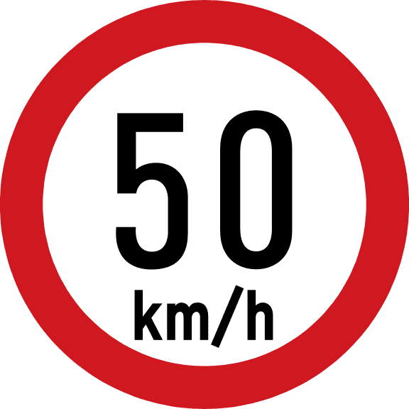 Maximum speed is 50 km/h.