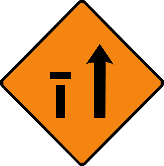 Nearside lane of two closed.