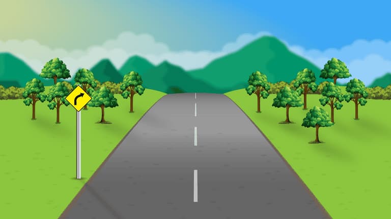A dangerous right-hand bend ahead.