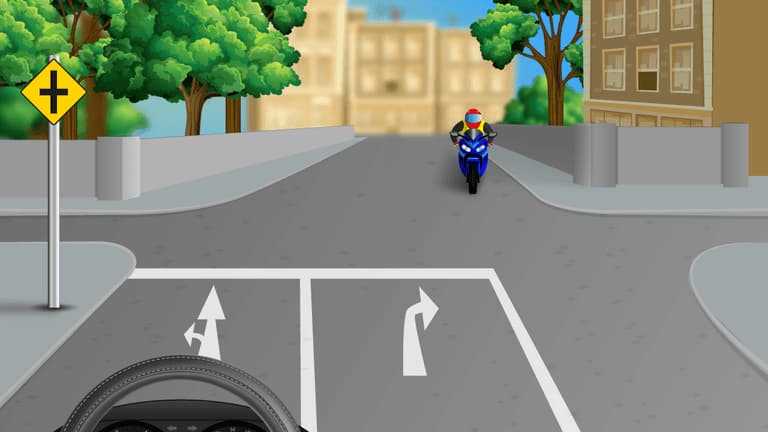 Proceed straight ahead or turn left.