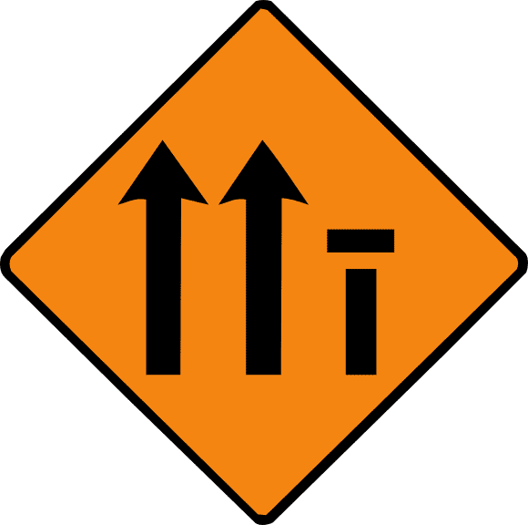 Offside lane closed ahead.