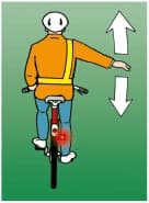 The cyclist intends to slow down or stop.