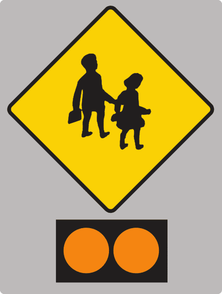 School children crossing ahead.