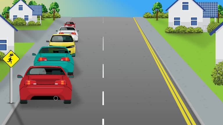 Children may unexpectedly run out from between parked cars.