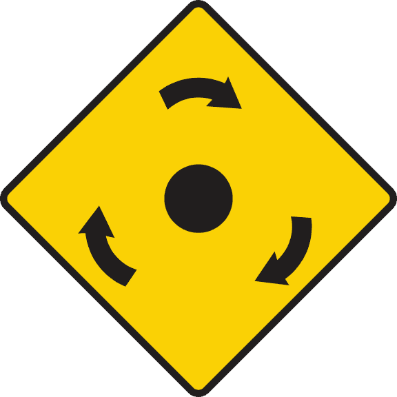 Mini-roundabout ahead.