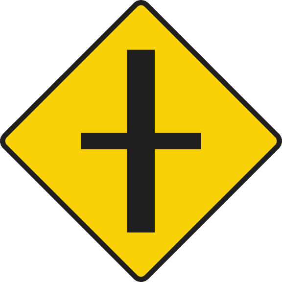 Junction ahead with roads of lesser importance.