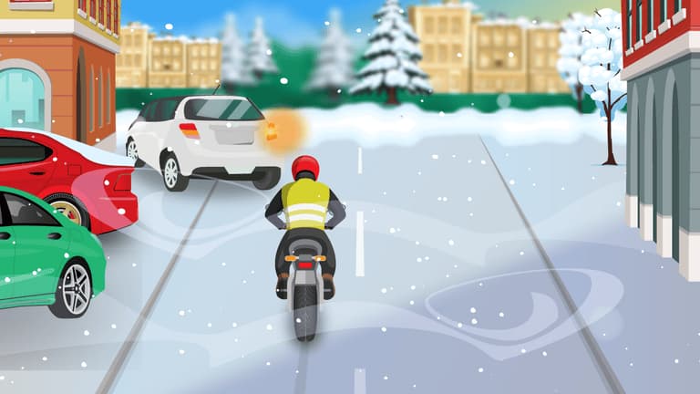 The driver following the motorcycle may need a longer braking distance than normal.
