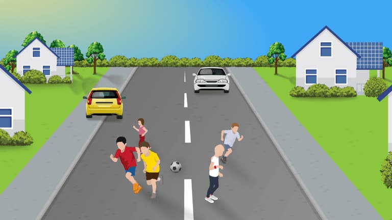 A child could turn back to collect the ball from the roadway.