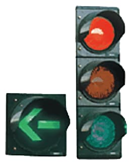 Traffic turning left may proceed if the way is clear.