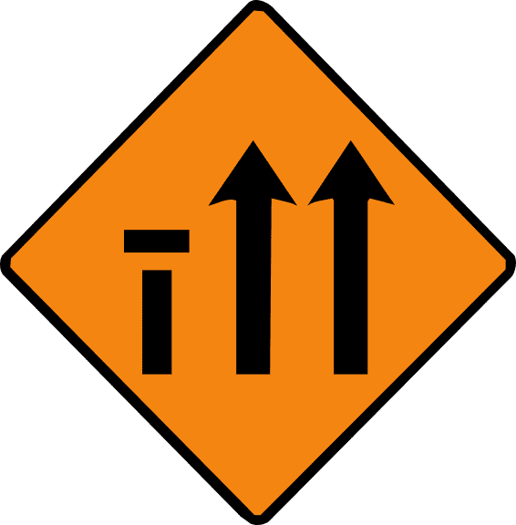 Nearside lane of three closed.