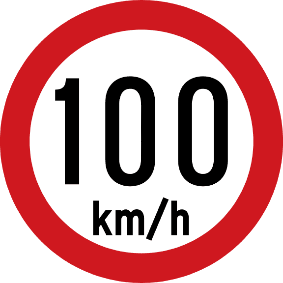 Maximum speed is 100 km/h.
