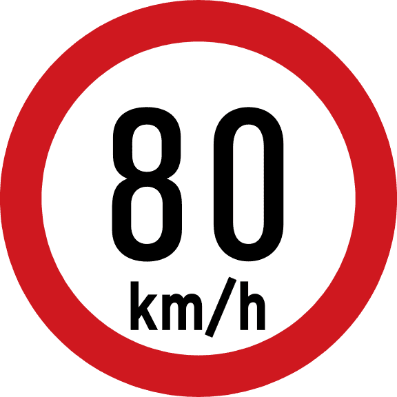 Maximum speed is 80 km/h.