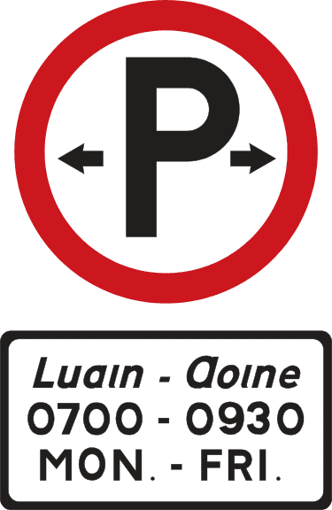 Parking permitted during the times shown.