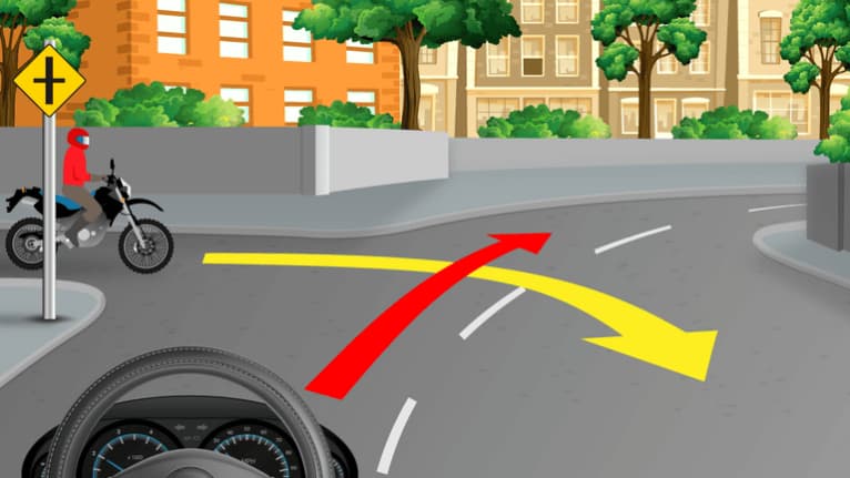 Reduce speed as possible hazards ahead.