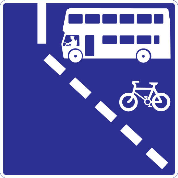 Bus and cycle lane ahead on right.