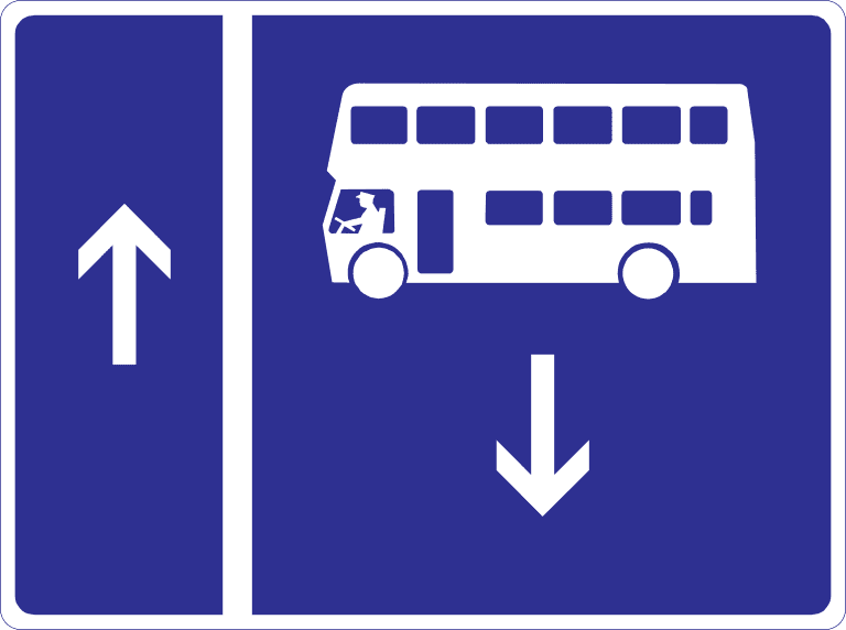 Contra-flow bus lane on the right.