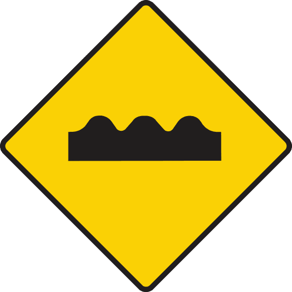 Irish road sign: Series of bumps or hollows ahead.