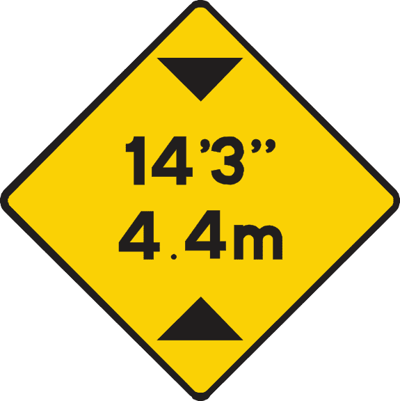 Irish road sign: Low bridge up ahead.