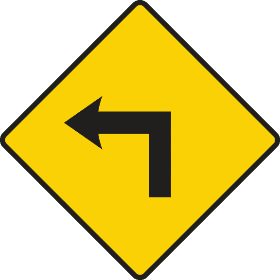 Irish road sign: Dangerous corner ahead.