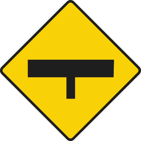 Irish road sign: T-junction ahead with a road of major importance.